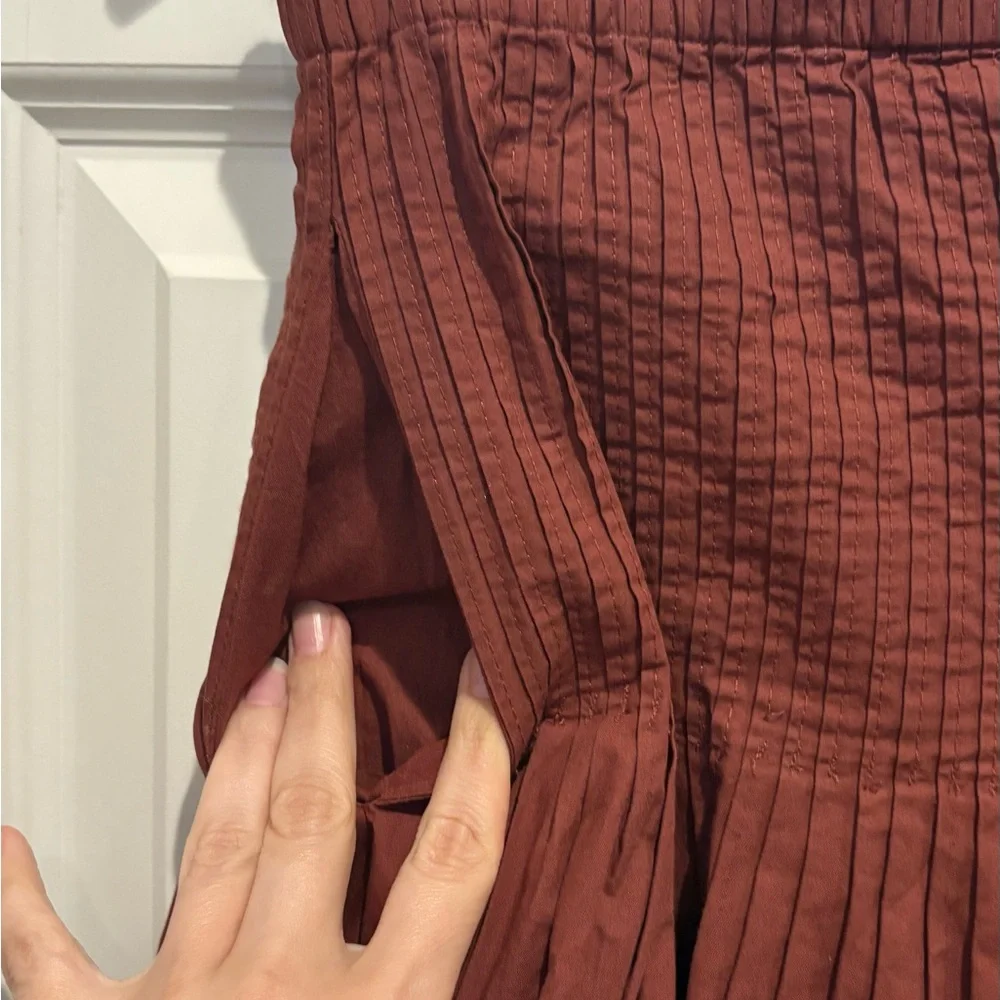Anthropologie Rust Red A-Line Cotton Skirt - Picture 3 of 8